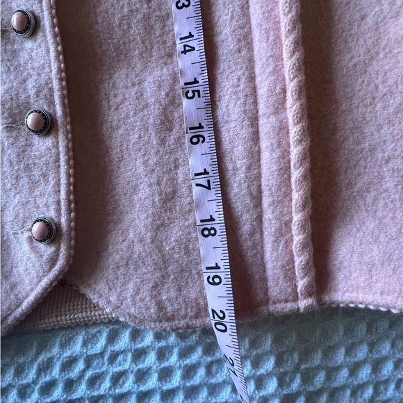 VINTAGE LANDS END blush pink 100% wool blazer jacket heavy western boho SIZE 14 - Picture 10 of 10